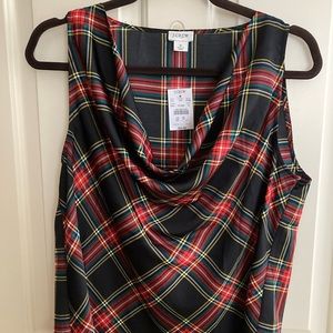JCrew sleeveless black plaid scoop neck blouse